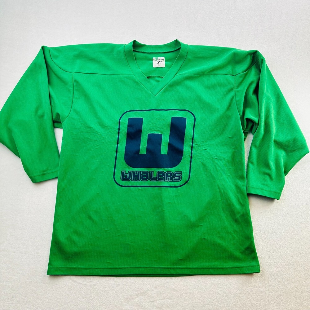 VINTAGE Hartford Whalers Jersey Adult Small Green Blue Minor League Hockey Mens